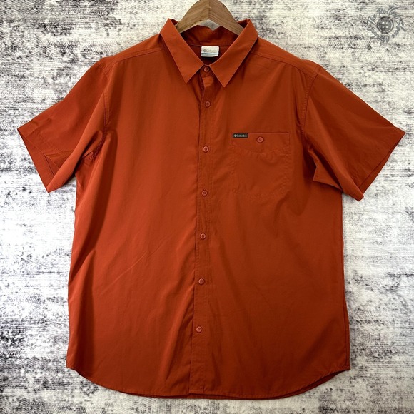 Columbia Button Up Sleeve Shirt - Orange - Men's XL - Picture 1 of 9